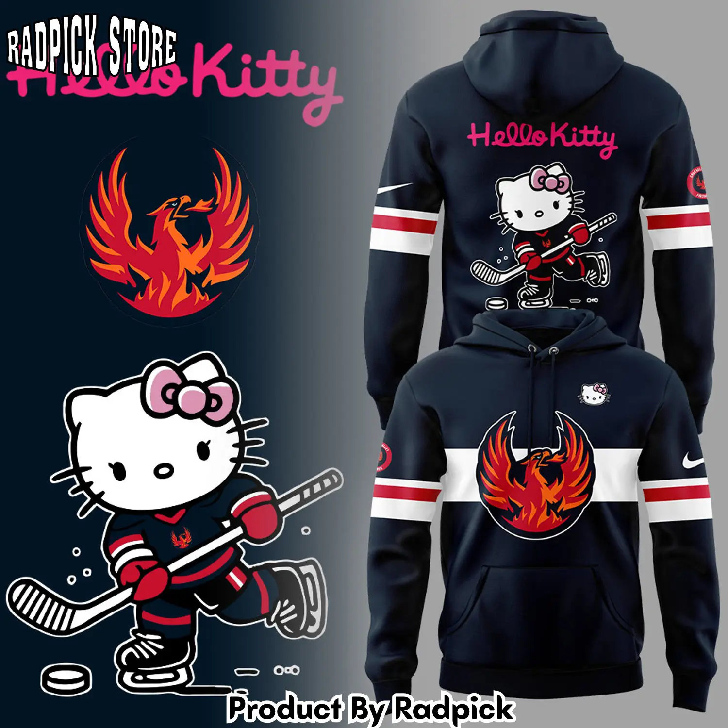 Coachella valley firebirds x hello kitty hoodie joggers hoodie and long pants set rp291819